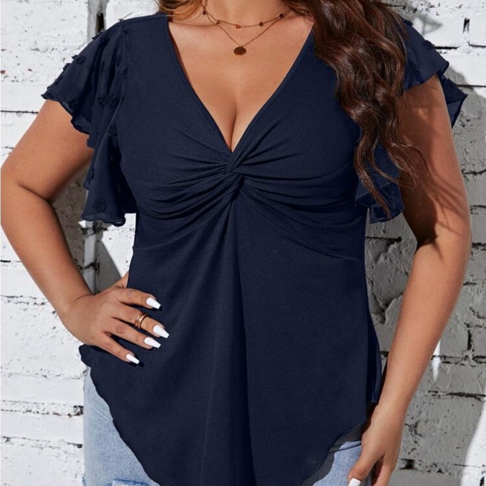 Elegant Navy Blue Women's Top